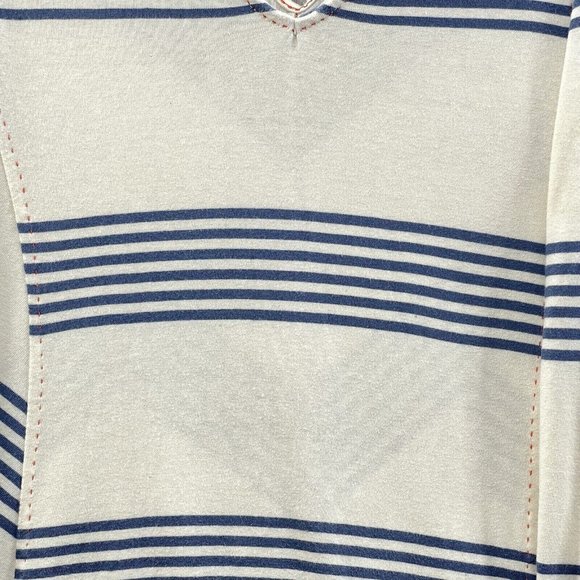 Postage Stamp Top Women's X Small Cream Striped Notch Collar Keyhole Back Top - Picture 3 of 8